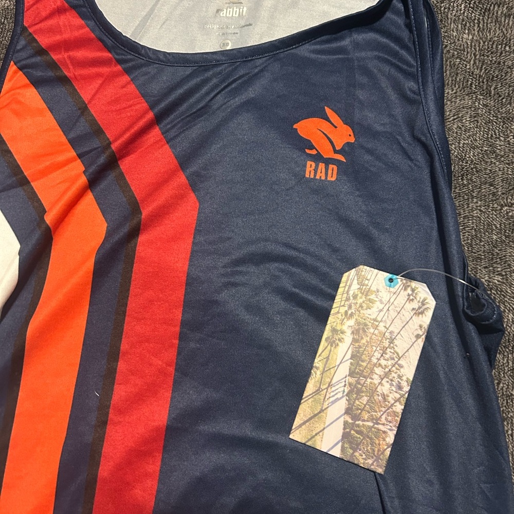 Rabbit Trail Running NWT EZ Tank Top   - Women's Med blue orange Athletic - Picture 2 of 4